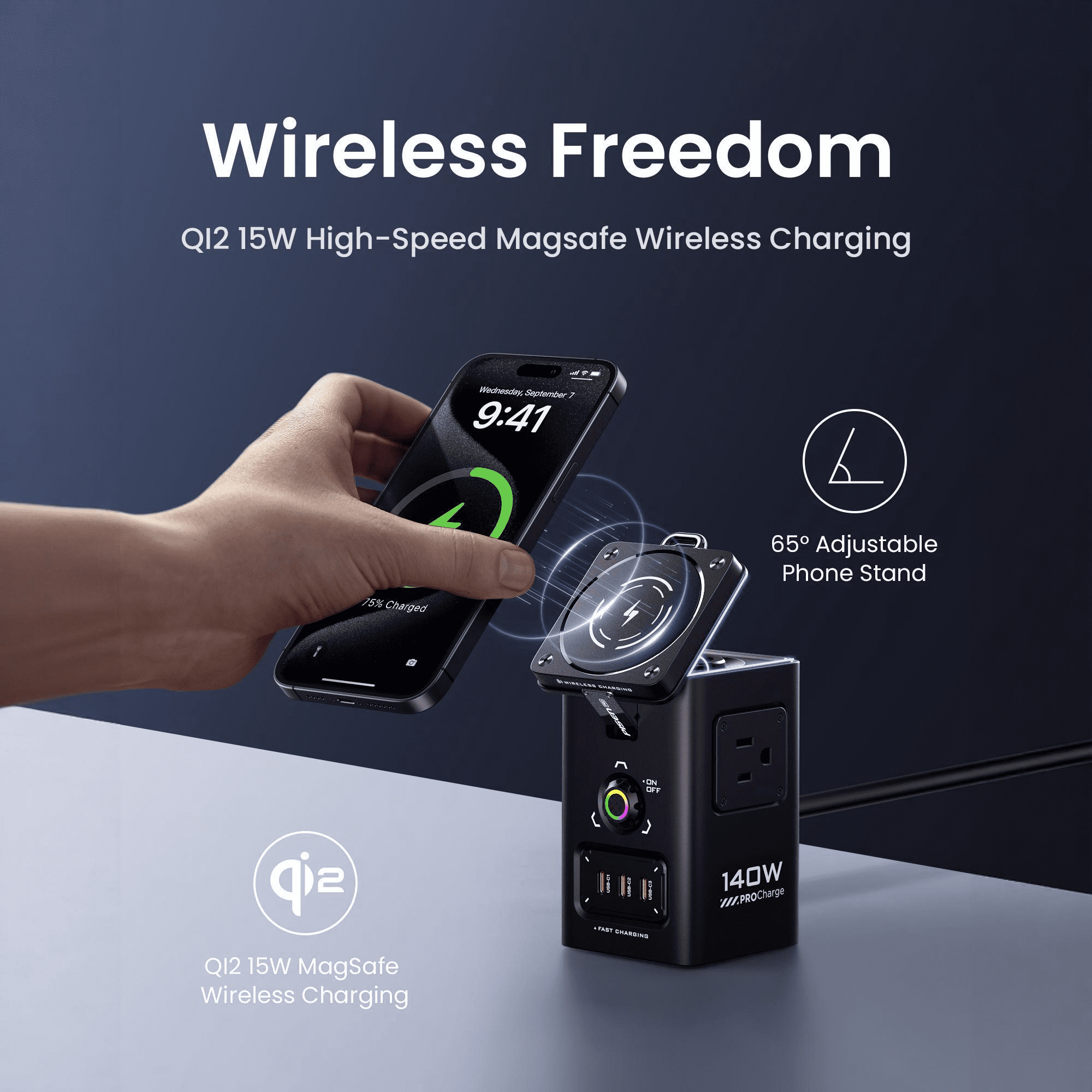 PISEN 8-in-1 Charging Station, 140W Charging Station for Multiple Devices, Magnetic Qi2 Wireless Charger for iPhone Series, Wireless Charging Station for Apple Watch