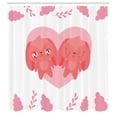 thumbnail image 2 of Ambesonne Love Shower Curtain, 2 Rabbits in Front of a Heart, 69"Wx84"L, Pastel Pink and Coral, 2 of 4