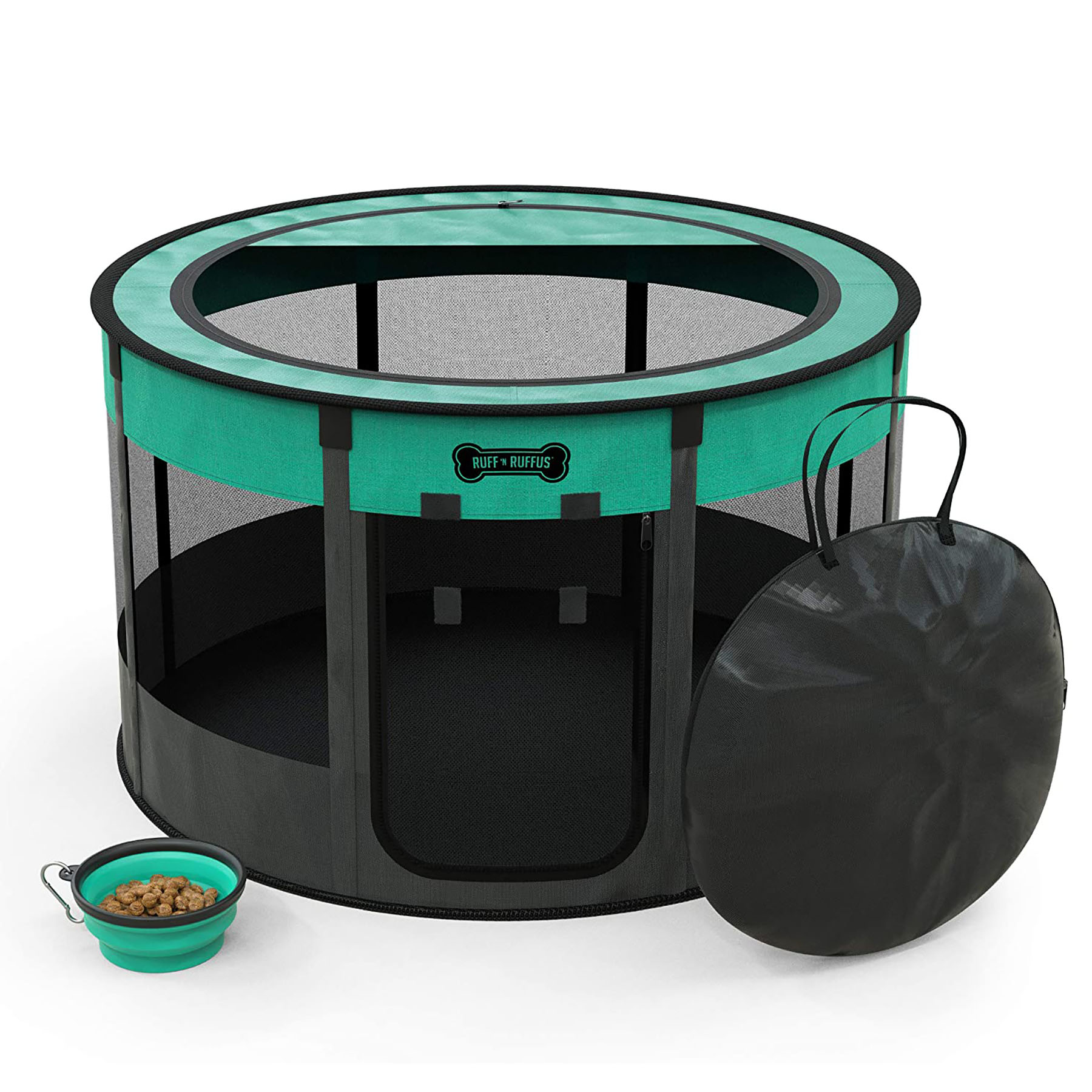 Ruff 'n Ruffus Travel Foldable Pet Playpen with Carrying Case and Collapsible Travel Bowl, Water Resistant, Removable Shade Cover, Extra Large 48 Ruff 'n Ruffus Travel Foldable Pet Playpen with Carrying Case and Collapsible Travel Bowl, Water Resistant, Removable Shade Cover, Extra Large 48