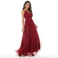 thumbnail image 3 of ZAFUL Women Sexy Prom Dress Cocktail Evening Party Dress Spaghetti Straps Sling Mesh Long Dress Red L, 3 of 7