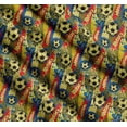 thumbnail image 3 of Soimoi Yellow Cotton Poplin Fabric Brush Stroke & Football Sports Print Fabric by the Yard 56 Inch Wide, 3 of 7