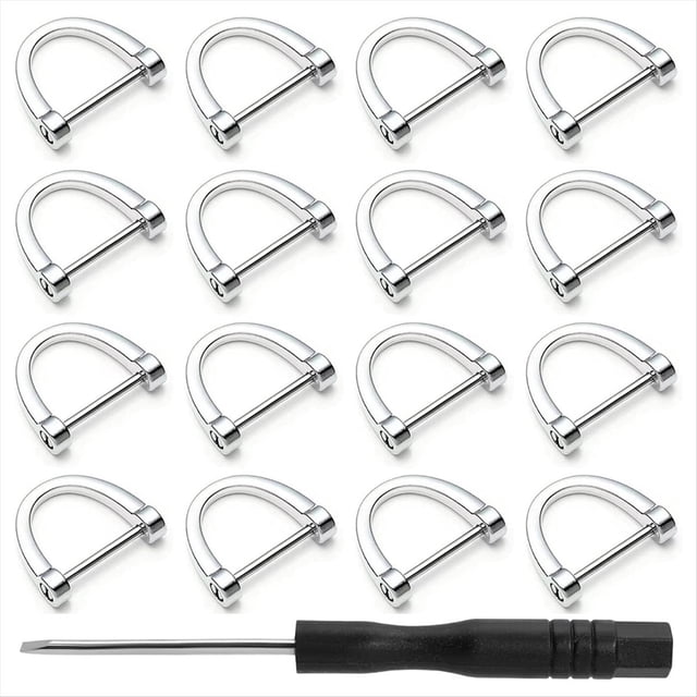 18 Anillos en D con Grillete Atornillado, Hebilla de de 3/4 de Pulgada, Plateado con Anillos en D para de Coche
