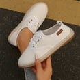 thumbnail image 2 of Tao Tao Women's Casual Breathable Hollow Knitted Solid Color Round Toe Flying Woven Flat Sole Shoes White 36, 2 of 9