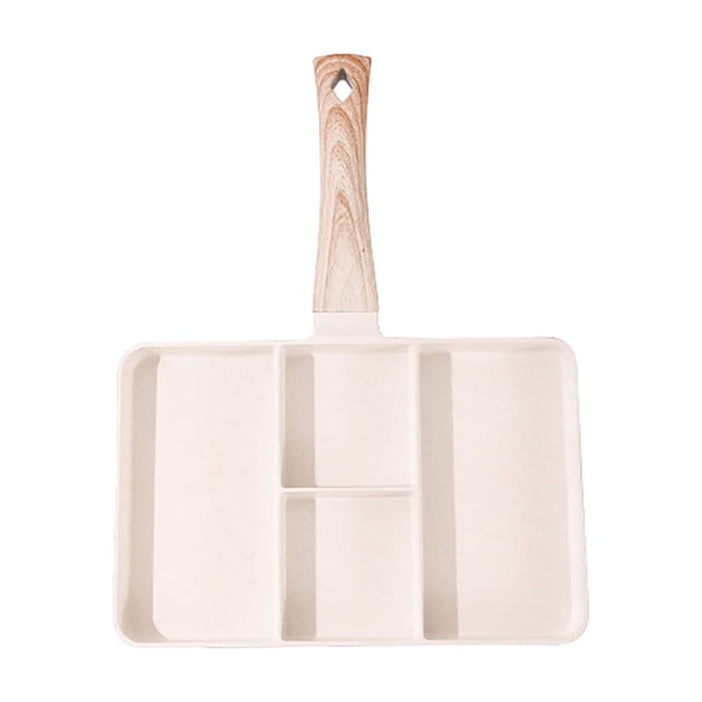 Sartén Para Huevos De 4 Secciones, Sartén Seccional, Parrilla Dividida, Sartén Para Desayuno, Sartenes Cuadradas Antiadherentes De Aluminio, Livianas, Con Mango De Madera Para