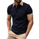 thumbnail image 3 of Blusa y camisa de manga corta con cuello vuelto para hombre, moda de ocio, color sólido, versátil, cuello vuelto, manga corta, abrigo de poliéster para hombre, 3 of 3