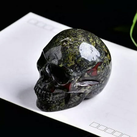 EOEMY Natural Quartz Crystal Carved Skull Healing Stone Skeleton Decor Collection Gift-Dragon Bloodstone Crystal EOEMY Natural Quartz Crystal Carved Skull Healing Stone Skeleton Decor Collection Gift-Dragon Bloodstone Crystal