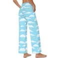 thumbnail image 5 of SCRAWLGOD Cloud Stars Print Blue Women Flowy Pants Drawstring High Waist Wide Leg Palazzo Pants Loose Fit Lightweight Trendy Lounge Trousers with Pockets, S, 5 of 7