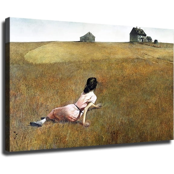 Andrew Wyeth Christina's World Poster Decorative Painting Bedroom Office Bathroom Decorative Painting HD Picture Print Canvas Art (No-Framed,16×24inch)