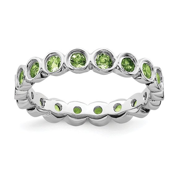 925 Sterling Silver Stackable Expressions Peridot Ring Size: 8; for Adults and Teens; for Women and Men