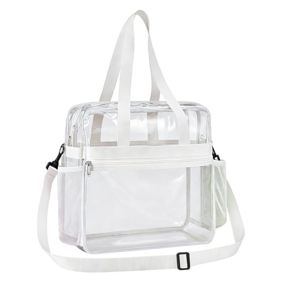 Clear Bag for Stadium Events 12x6x12 Inches Tote Bag with Detachable Reinforced Adjustable Strap Stadium Approved Clear Crossbody Shoulder Bag for Sports Games Concerts Work Gym