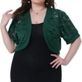 thumbnail image 2 of DARING DIVA Women's Plus Cropped Cardigans Floral Lace Bolero Shrugs 2X Dark Green, 2 of 6