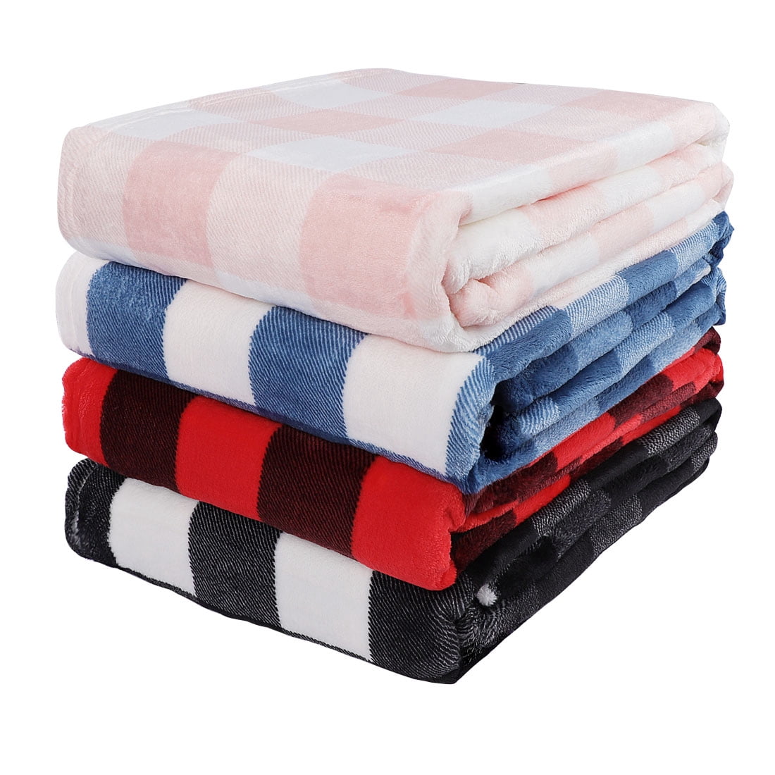 Plaid Soft Plush Fleece Blanket for Sofa Couch Bed, 30" x 40", Black and White