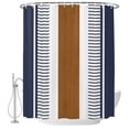 thumbnail image 2 of Shower Curtains for Bathroom, Modern Brown Blue Waterproof Fabric Shower Curtain, Boho Contemporary Geometric Striped Decorative Bathroom Curtain for Bathtub, 66"x72", No Hooks Included, 2 of 9