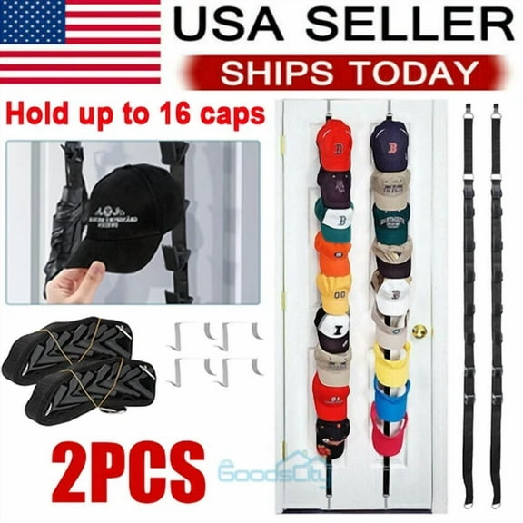 2Pcs Hat Rack Organizer Baseball Holder Storage Cap Hanger Door Wall Caps Stand
