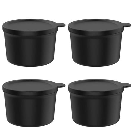 Ana 4pcs Ice Molds with 4 Lids for KitchenAid Shave Ice Attachment, Ice Mold Replacement for Kitchenaid Ice Shaver Shave Ice Attachment, Silicone, Black