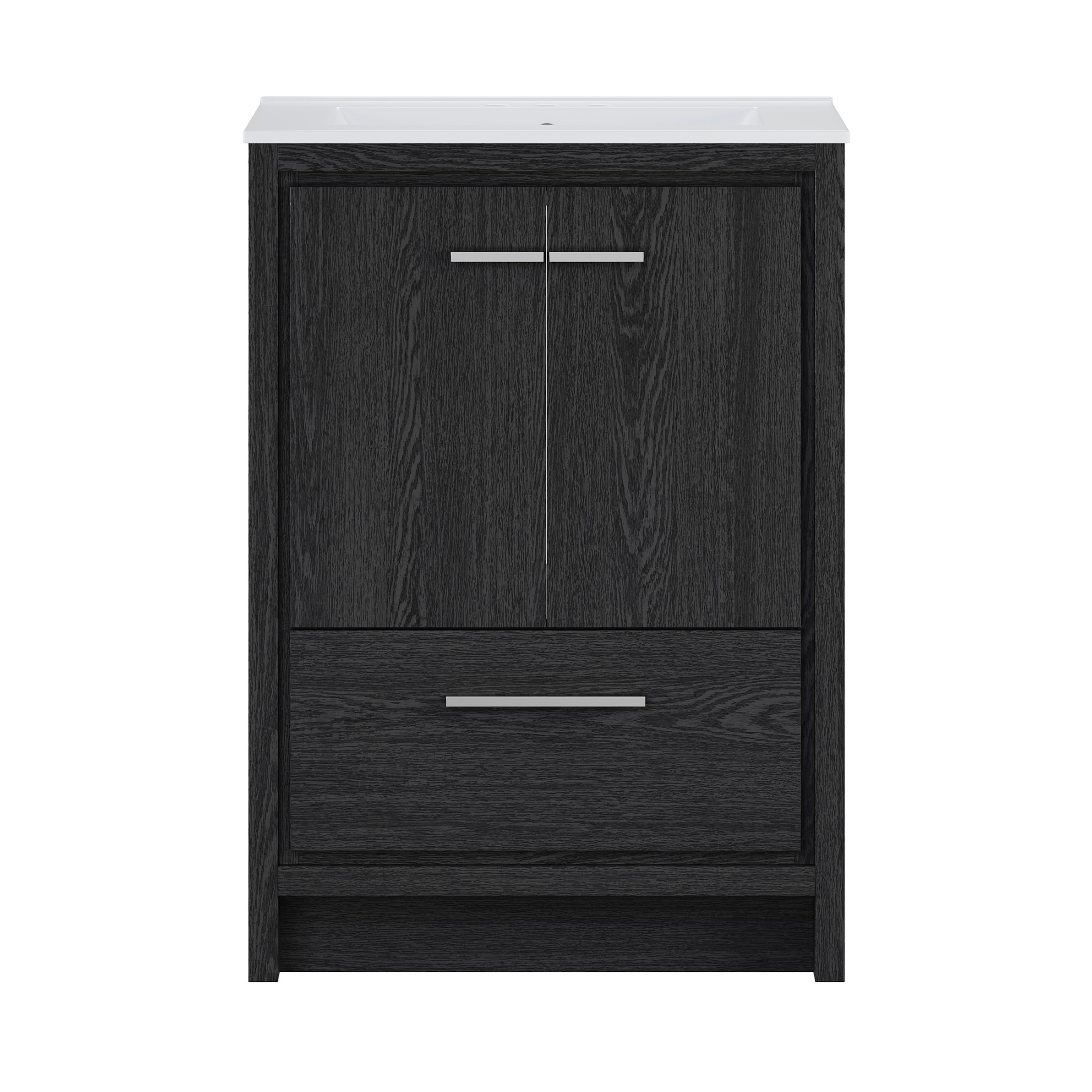 Virage 24" Freestanding Bathroom Vanity in Black Oak with 3-Hole Centerset Sink Top