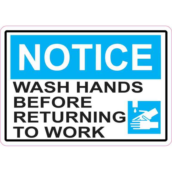 5inx3.5in Picture Notice Wash Hands Before Returning To Work Sticker Sign