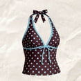 thumbnail image 4 of Summer 2 Pieces Floral Bikini Sets Women Y2k Vintage Whimsy Beach Swimsuit 2000s Vacation Going Out Outfits Blue L, 4 of 5