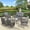 Gray Wicker/Gray Cushions, variant on 7 Pieces Outdoor Wicker Patio Furniture Set, All Weather Patio Conversation Cushioned Sectional Sofa Set with Glider Loveseat/2 Rocking Chairs/2 Rocking Glider/2 Glass Coffee Table, Navy