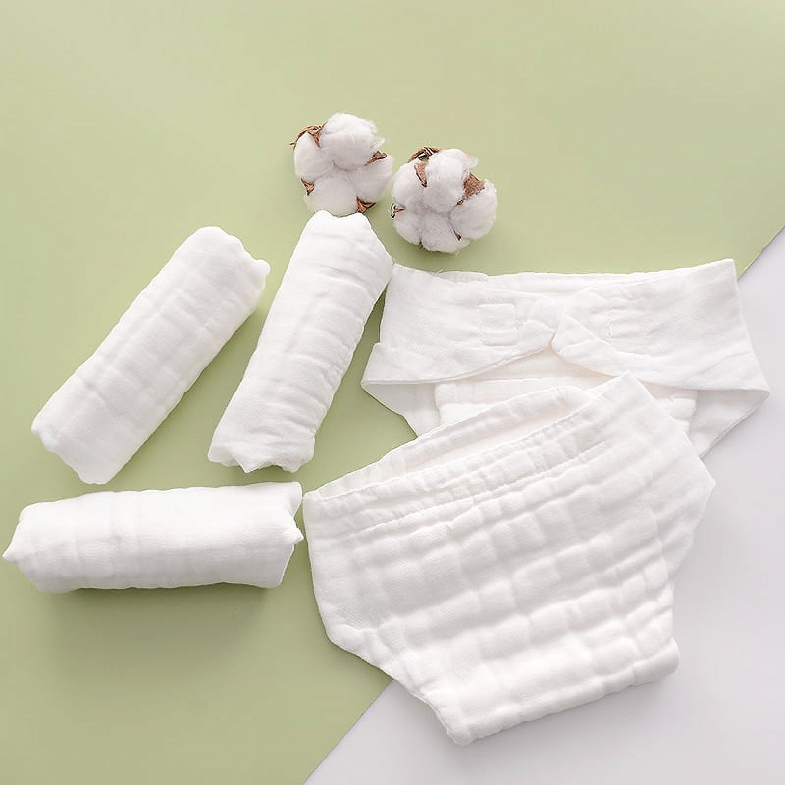 Duslogis Reusable Baby Diapers 100% Cotton Panties Waterproof Infant Nappies Kid Training Pant Cloth Washable Breathable Nappy Changing, 5 Pack