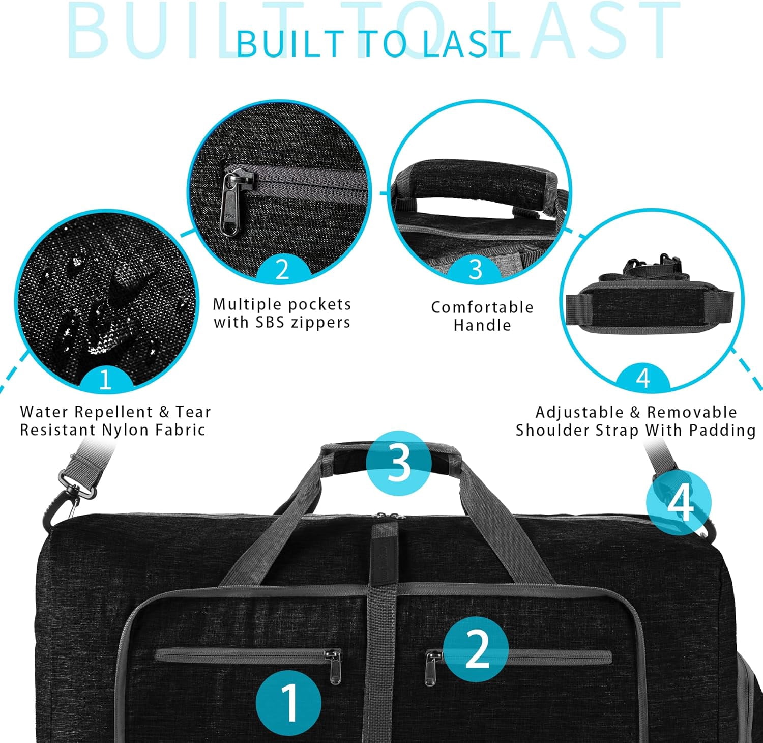 Ht Viik 65L/85L Foldable Travel Duffle Bag, Lightweight Checked Luggage with Shoe Compartment, Water-Resistant Weekender Overnight Bag for Men & Women