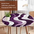 thumbnail image 3 of Purple White Stripes Round Tablecloth 36-44 Inch Round Fitted Table Cloth with Elastic Edge, Modern Art Geometric Abstract Waterproof Table Cover Protector for Outdoor Picnic Party Dining, 3 of 6