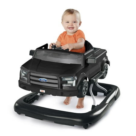 Bright Starts Ford F-150 4-in-1 Baby Walker with Removable Steering Wheel, Black