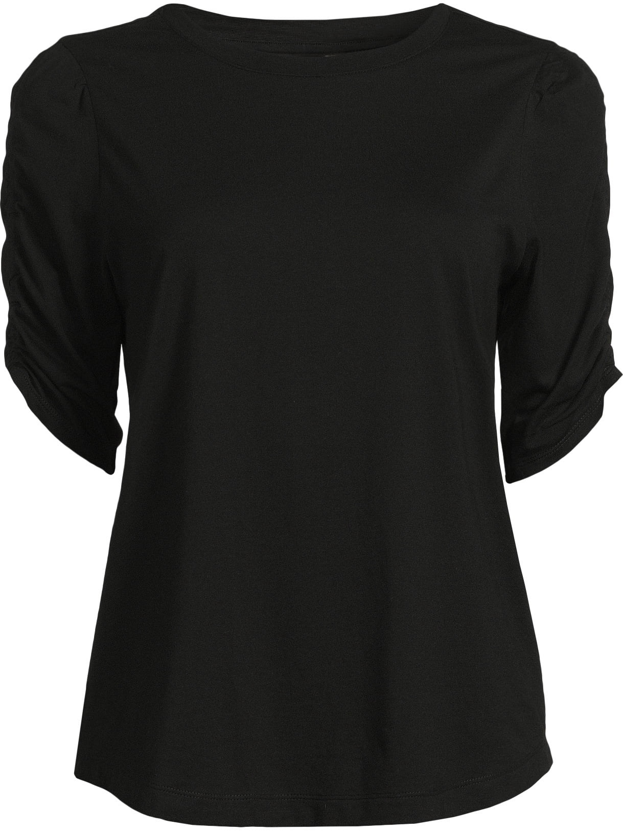 Time and Tru Women's Top with Short Ruched Sleeves, Sizes S-XXXL