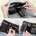 thumbnail image 4 of Womens Small Bifold Leather Wallets Rfid Ladies Wristlet with Card slots id window Zipper Coin Purse--- Black, 4 of 5