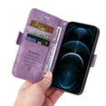 thumbnail image 6 of Allytech for iPhone 12 Pro Max 6.7 inch Magnetic Flip Wallet Case,Business PU Leather Soft TPU Shockproof Kickstand Full Bady Protection Cover with Wrist Strap.For iPhone 12 Pro Max,Purple, 6 of 12