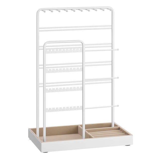 Porta Joyas SONGMICS de Metal Mate Blanco con Terciopelo, 24x14x36 cm