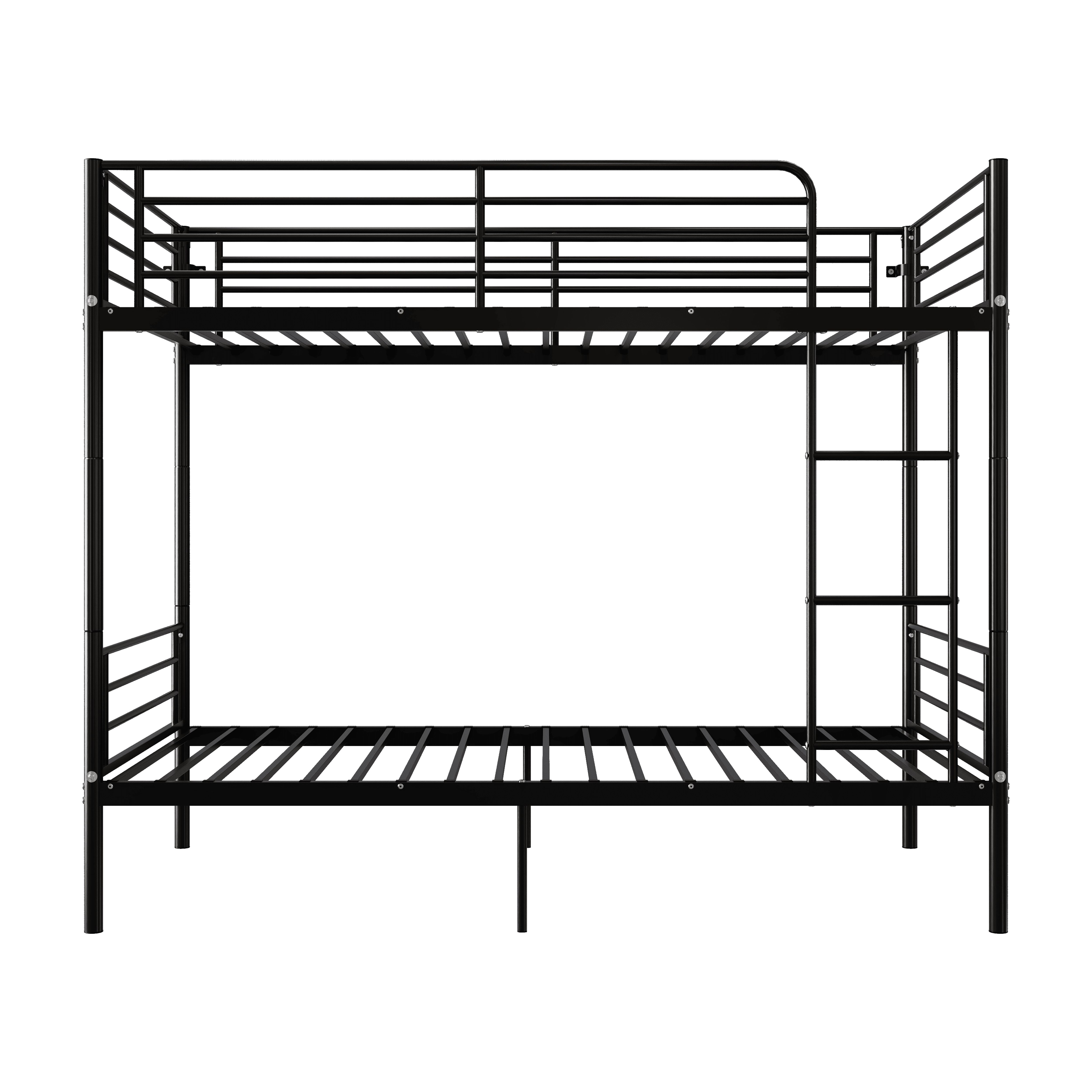 Aisword Twin Over Twin Bunk Bed,Metal Bunk Bed with Built-in Ladder & High Guardrails,Convertible 2 Twin Beds,No Box Spring Needed,Noise-Free,Black