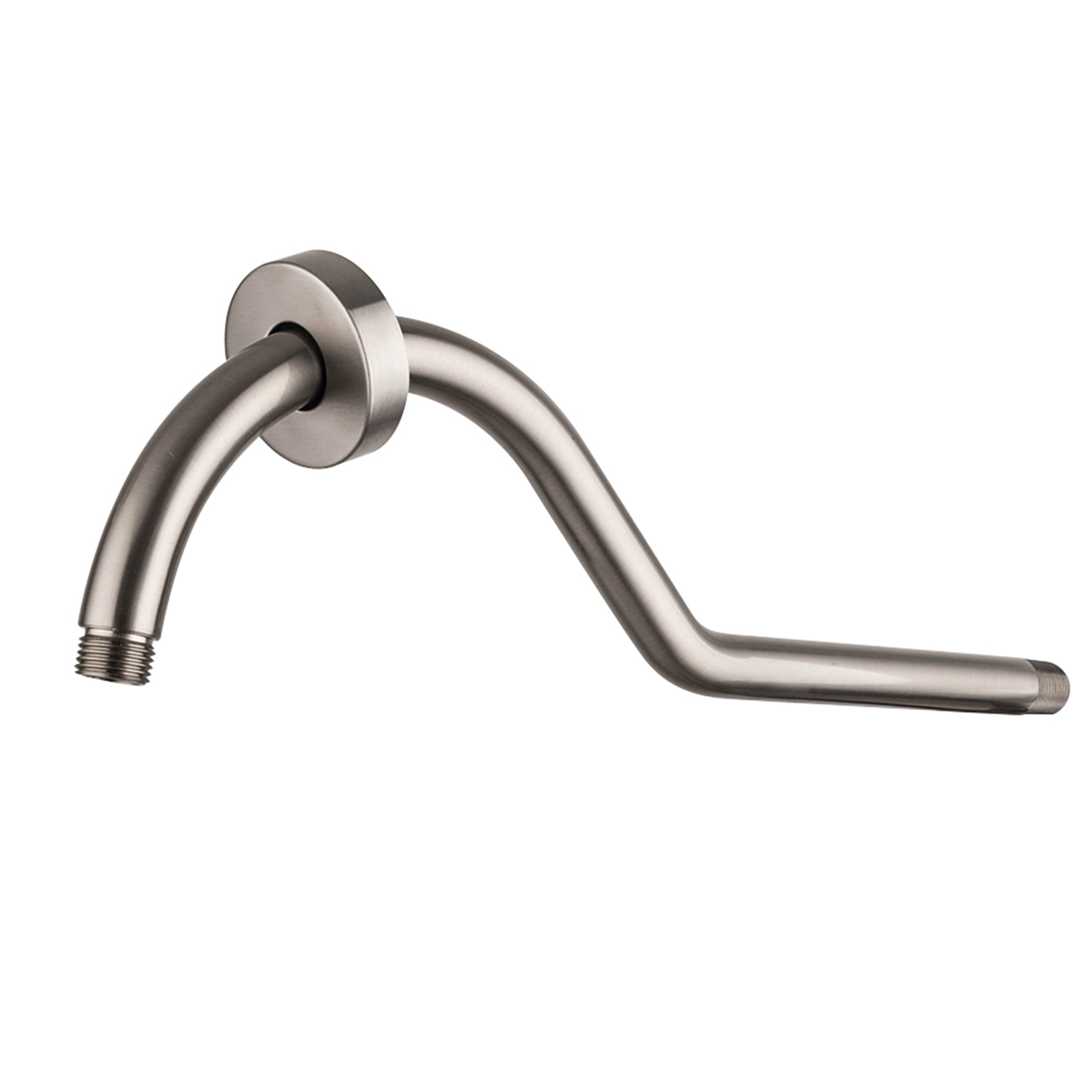JERFIT 17 Inch Adjustable Shower Arm with Flange, Brushed Nickel Finish, SUS304 Stainless Steel, Angled Extension Arm for Rainfall Showerhead, Tool-Free Installation, Leak-Proof