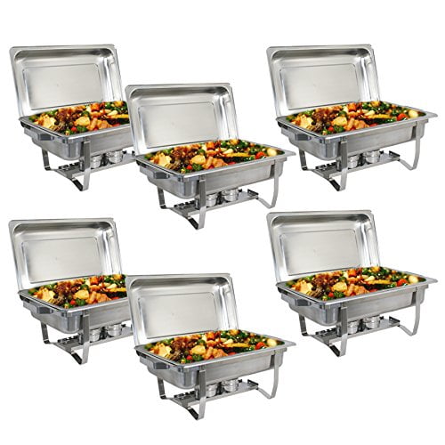Super Deal Stainless Steel 6 Pack 8 Qt Chafer Dish w/Folding Legs Complete, 6 Pack (Pack of 6)