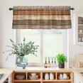 thumbnail image 5 of 3 Piece Kitchen Curtains and Valances Set Farmhouse Beige Brown Cafe Curtains 24 Inch Length Vintage Wooden Striped Valance & Tier Curtain for Living Room Bedroom Small Window 54"x18"+27"x24"*2, 5 of 6