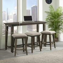 Multipurpose Bar Table Set with Stools, USB Ports & Power Strip - Home Bar, Kitchen Island Game Room Furniture