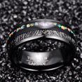 thumbnail image 4 of 8mm Mens Black Tungsten Rings Inlaid with Imitated Meteorite Crushed Opal Polished Finish Comfort Fit Size 7-12, 4 of 5