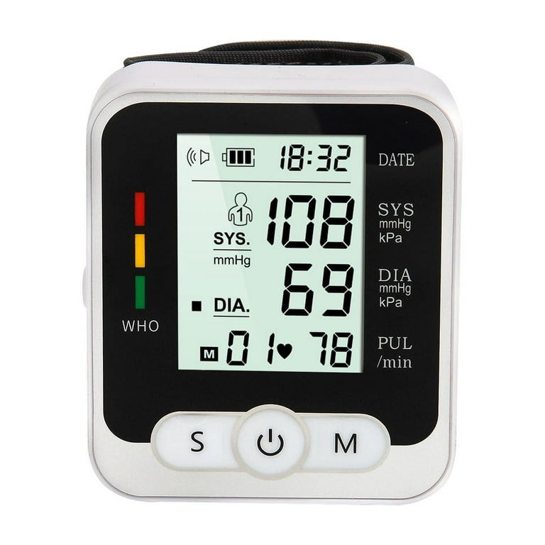 Blood Pressure Monitor Wrist Automatic Blood Pressure Cuff with Voice 2x90  Memory Rechargeable BP Machine Large LCD Display(5.3-7.7Cuff) Carrying  Case