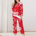 thumbnail image 6 of Salouo Saying Ho Ho Ho Pattern Women's Pajamas Set Long Sleeve Button Down Sleepwear Soft Pj Lounge Sets for women 2 Piece Pjs Set with Long Pants -Large, 6 of 8