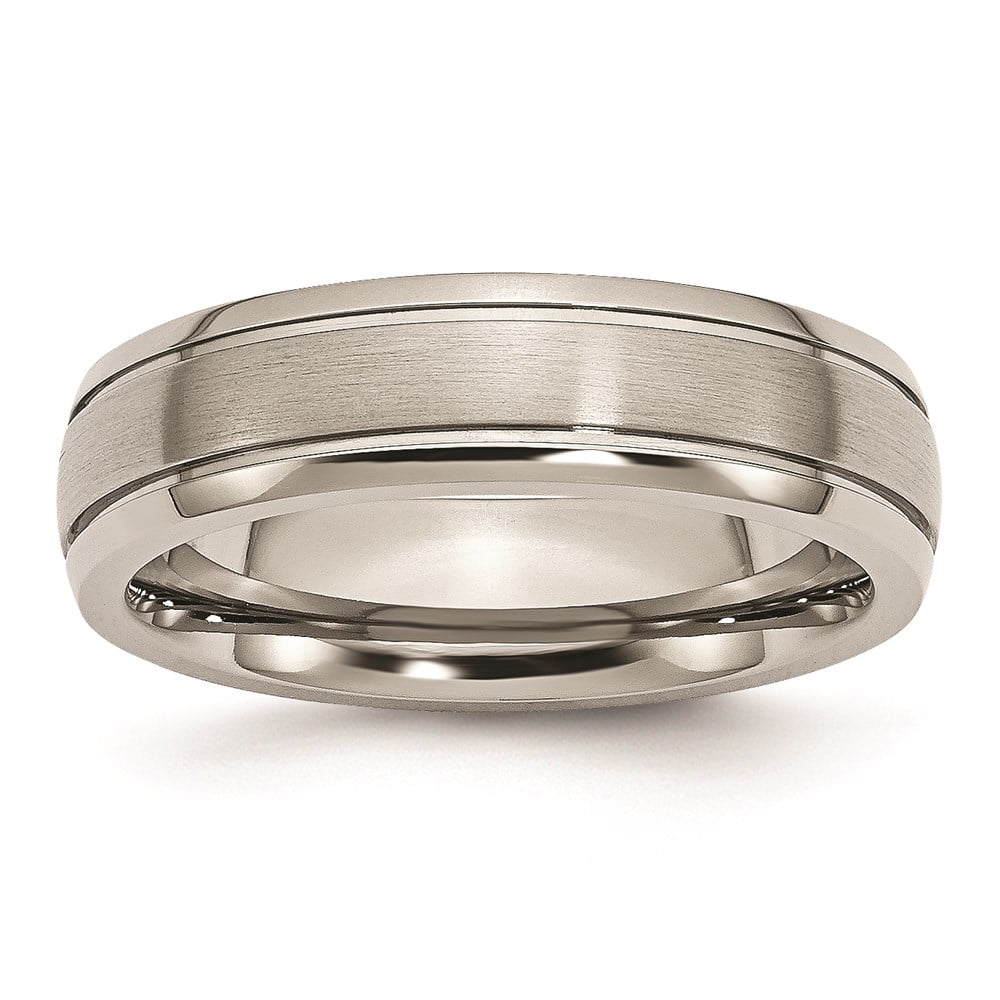 Titanium Grooved 6mm Brushed And Polished Band Best Quality Free Gift Box