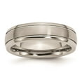 thumbnail image 1 of Solid Titanium Grooved Edge 6mm Matte Brushed Finish and Wedding Band Ring Comfort-Fit Size 11, 1 of 7