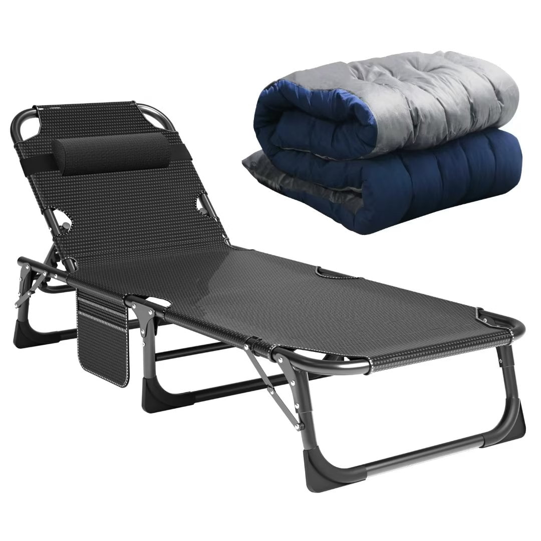 NAIZEA Folding Camping Cot Bed,75" Adjustable 4Position Adults