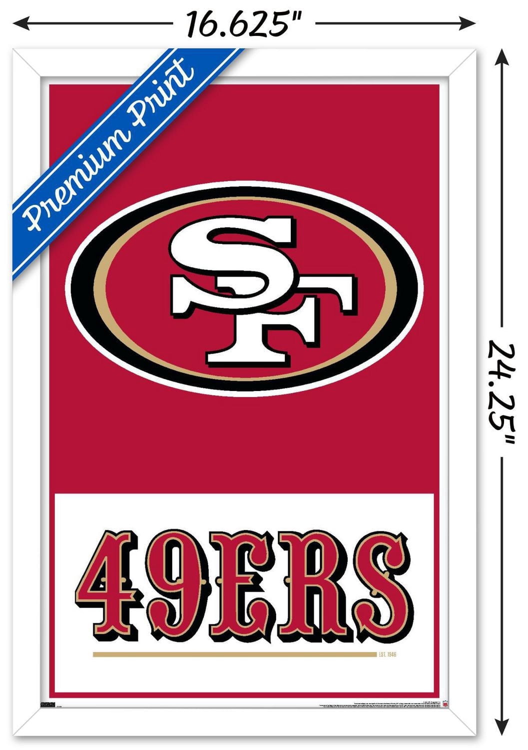 NFL San Francisco 49ers - Logo 21 Wall Poster, 22.375" x 34" Framed