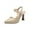 Khaki, variant on Soft Leather High Heels Pointed Toe Versatile Thick Heel Straight Strap Sandals White qILAKOG Size 4.5