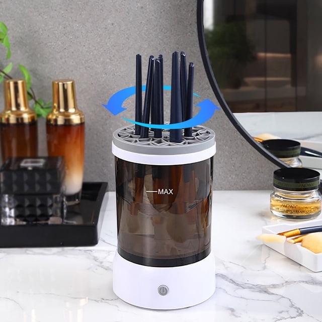 HLONK Electric Makeup Brush Cleaner USB Powered Automatic Spinning Cleaner Device with Large Capacity Bowl for Size Brushes Professional Deep Clean Dryer Machine Beauty Tool for Makeup A