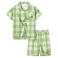 thumbnail image 2 of BOOMNY Baby Girls 2 Peice Pajamas Sets Plaid Short Sleeve Buttons Sleepwear Tops Shorts Pjs Set for Kids Cozy Loungewear Homewear, 2 of 4