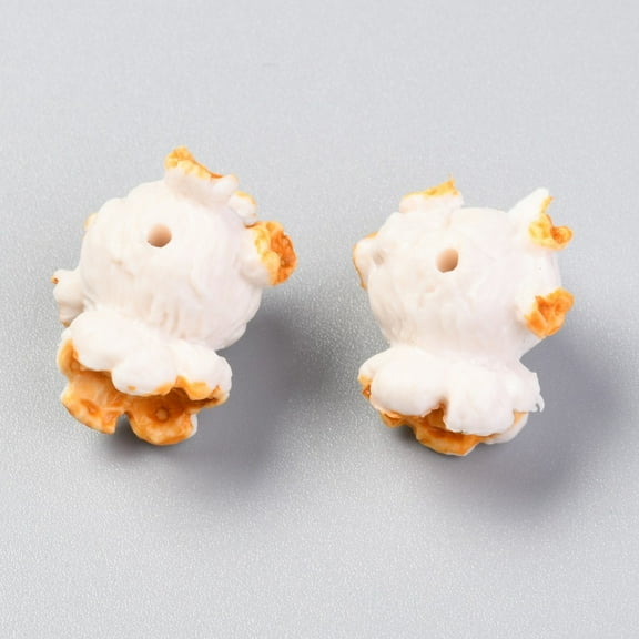 Resin Beads Imitation Food Popcorn Toy Seashell color 21x19.5x16.5mm Hole: 2mm Resin