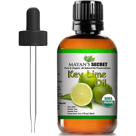 Mayan’s Secret USDA Certified Organic Key Lime Essential Oil for Diffuser &amp; Reed Diffusers (100% PURE &amp; NATURAL - UNDILUTED) Therapeutic Grade - Huge 1oz Bottle