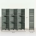 thumbnail image 7 of Resenkos 67" Tall 6-Panel Wood Room Divider - Privacy Screen with 3 Shelves & Folding Storage for Bedroom, Gray, 7 of 7