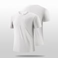 thumbnail image 2 of HomeDM Men's Workout Shirts Summer Quick Dry Short Sleeve Crew Neck Athletic T-Shirt for Fitness Running, White, Size 3XL, 2 of 5